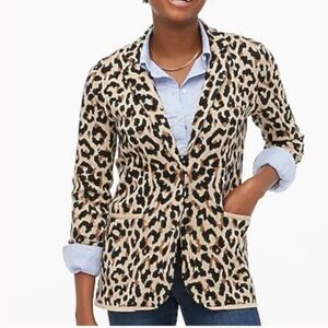 J Crew schoolboy sweater blazer Size Small cheetah print